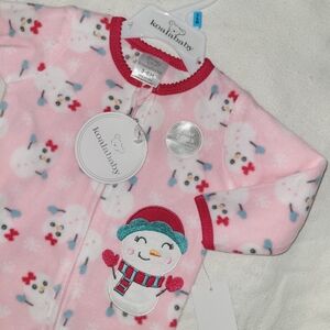 Koala Baby Baby Girl 3-6 Months Pink Fleece Snowman Footie 2 Way Zip Pajamas NEW